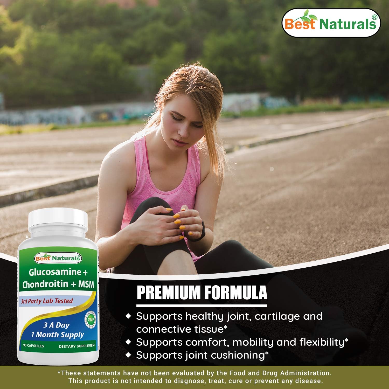 High Strength Glucosamine Chondroitin MSM Supplements, 2600 mg, 180 Capsules - Pack of 2