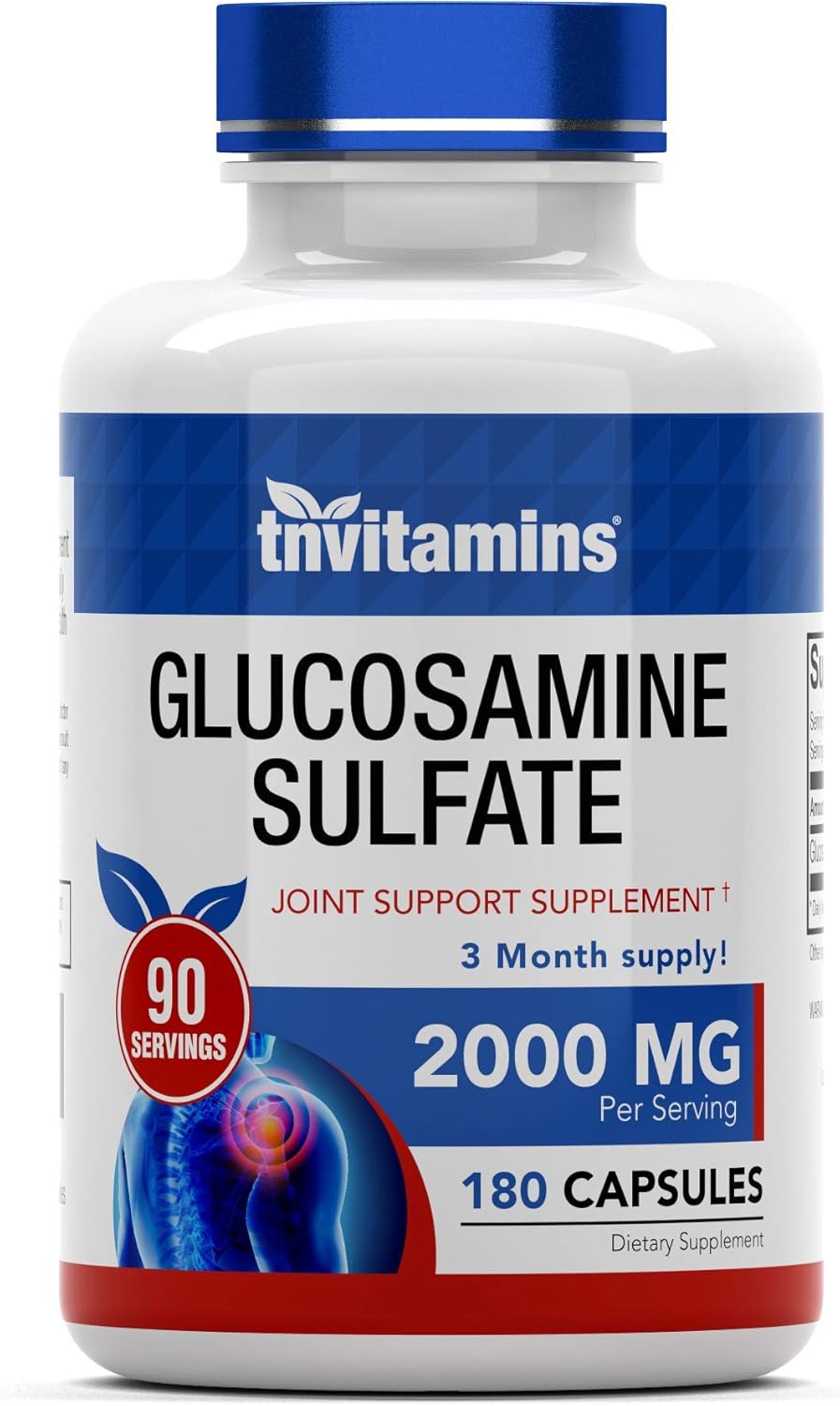 High Strength Glucosamine Sulfate Capsules 2000 MG - 180 Count | Joint Support Supplement for Women & Men | Made in USA | Enhances Flexibility & Mobility