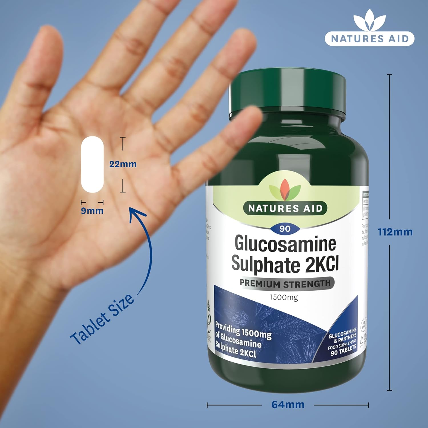 High Strength Glucosamine Sulphate 1500mg by Natures Aid - Joint Support Supplement