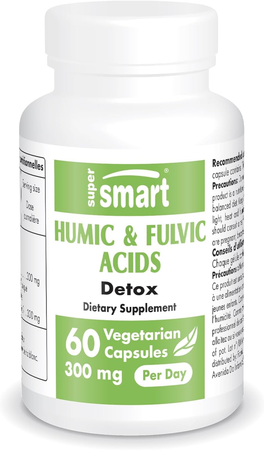 High Strength Humic and Fulvic Acid Supplement - 300mg Daily Dose - Patented Blend - Non-GMO & Gluten Free - 60 Capsules