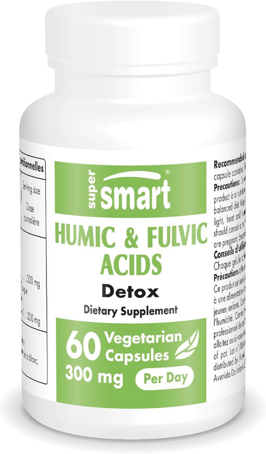 High Strength Humic and Fulvic Acid Supplement - 300mg Daily Dose - Patented Blend - Non-GMO & Gluten Free - 60 Capsules