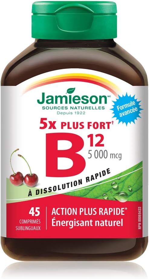High Strength Jamieson Vitamin B12 Supplement - 5,000 mcg, 45 Tablets