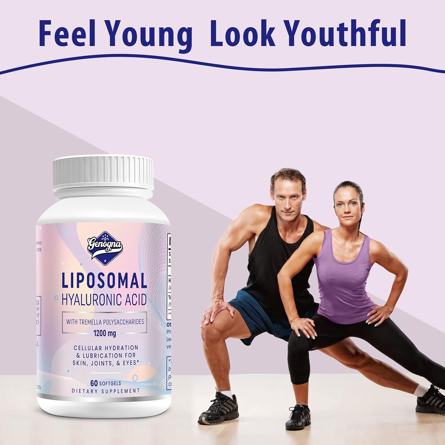 High Strength Liposomal Hyaluronic Acid Capsules with Tremella Polysaccharides for Skin and Joint Health - 1000mg, 1 Pack