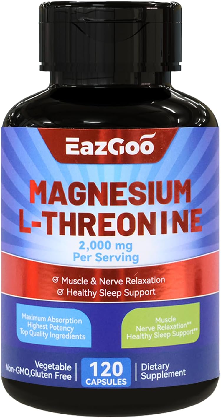 High Strength Magnesium L-Threonine Supplement - 2000mg, 120 Capsules by EAZGOO