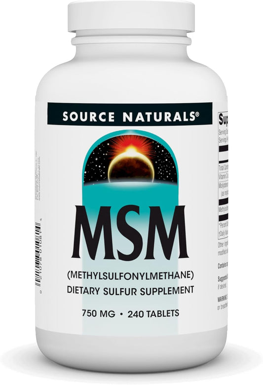 High Strength MSM (Methylsulfonylmethane) Tablets - 750mg, 240 Count by Source Naturals