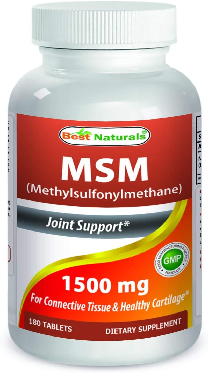 High Strength MSM Supplement 1500mg - 180 Tablets - Natural Joint Support and Pain Relief