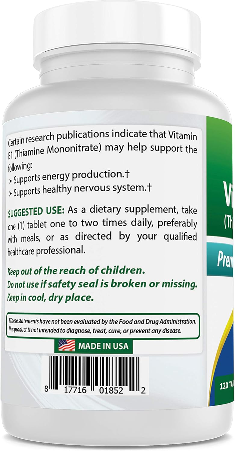 High Strength Naturals Vitamin B1 Thiamine Mononitrate 500mg 360 Tablets - Pack of 3 - Essential for Energy Production and Nervous System Support