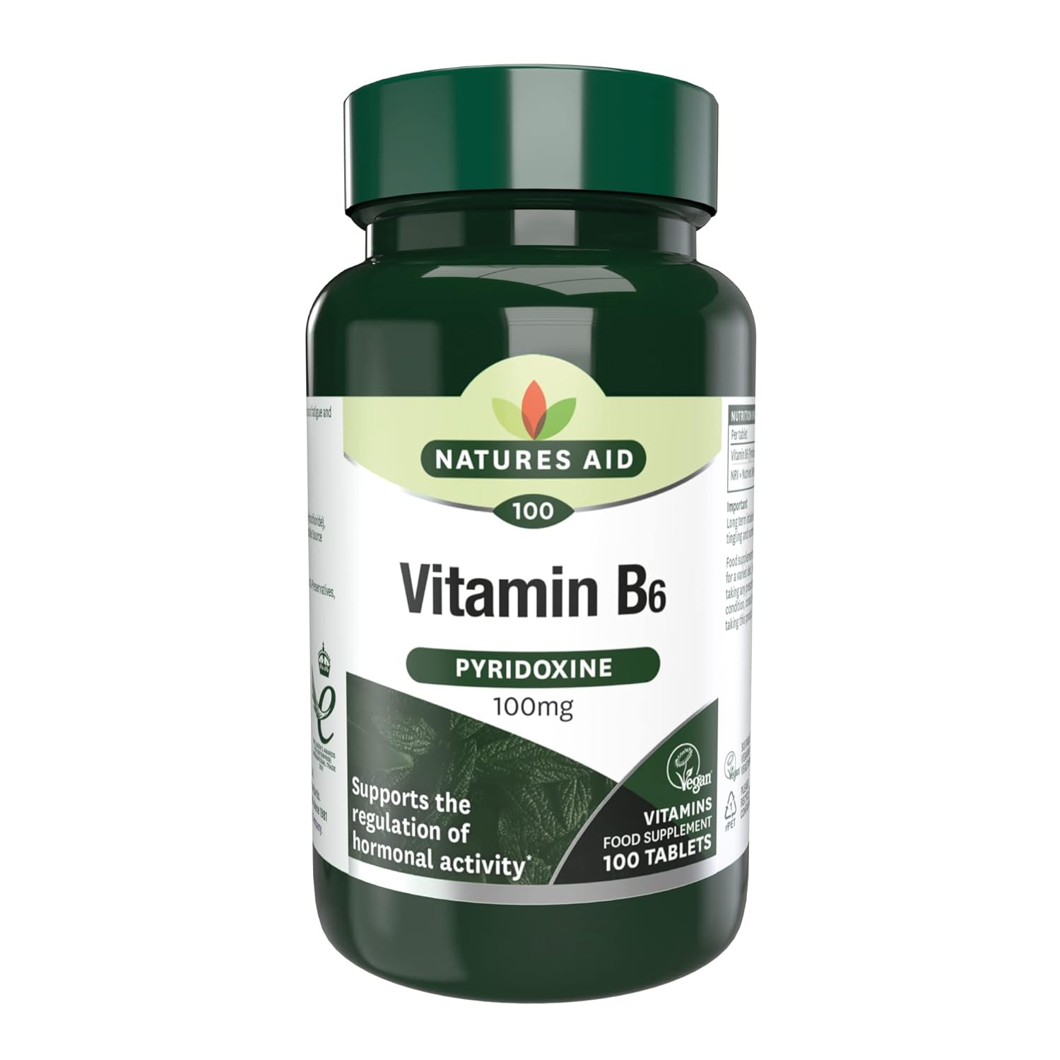 High Strength Natures Aid Vitamin B6 100mg Supplement for Daily Health Support