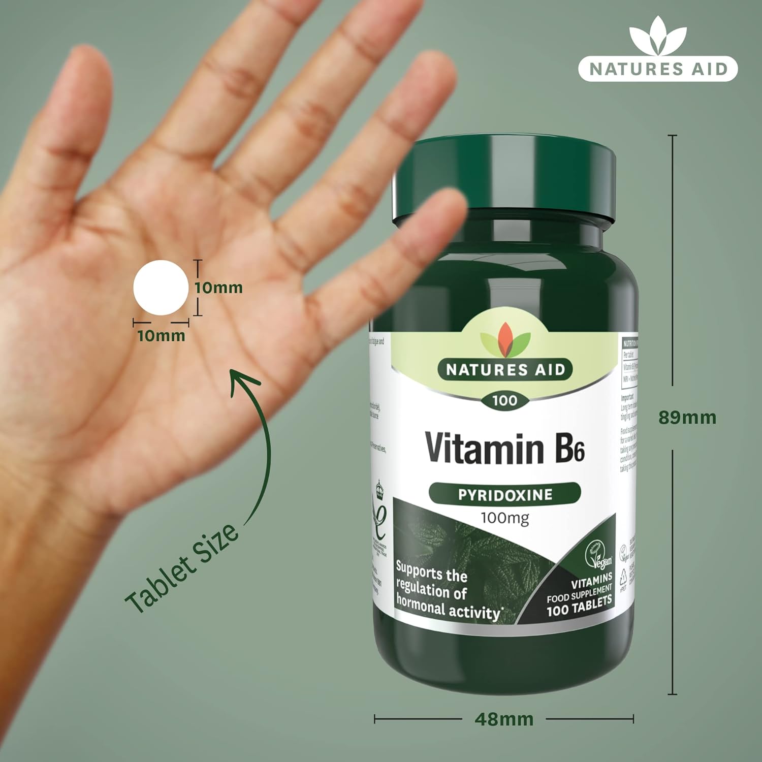 High Strength Natures Aid Vitamin B6 100mg Supplement for Daily Health Support