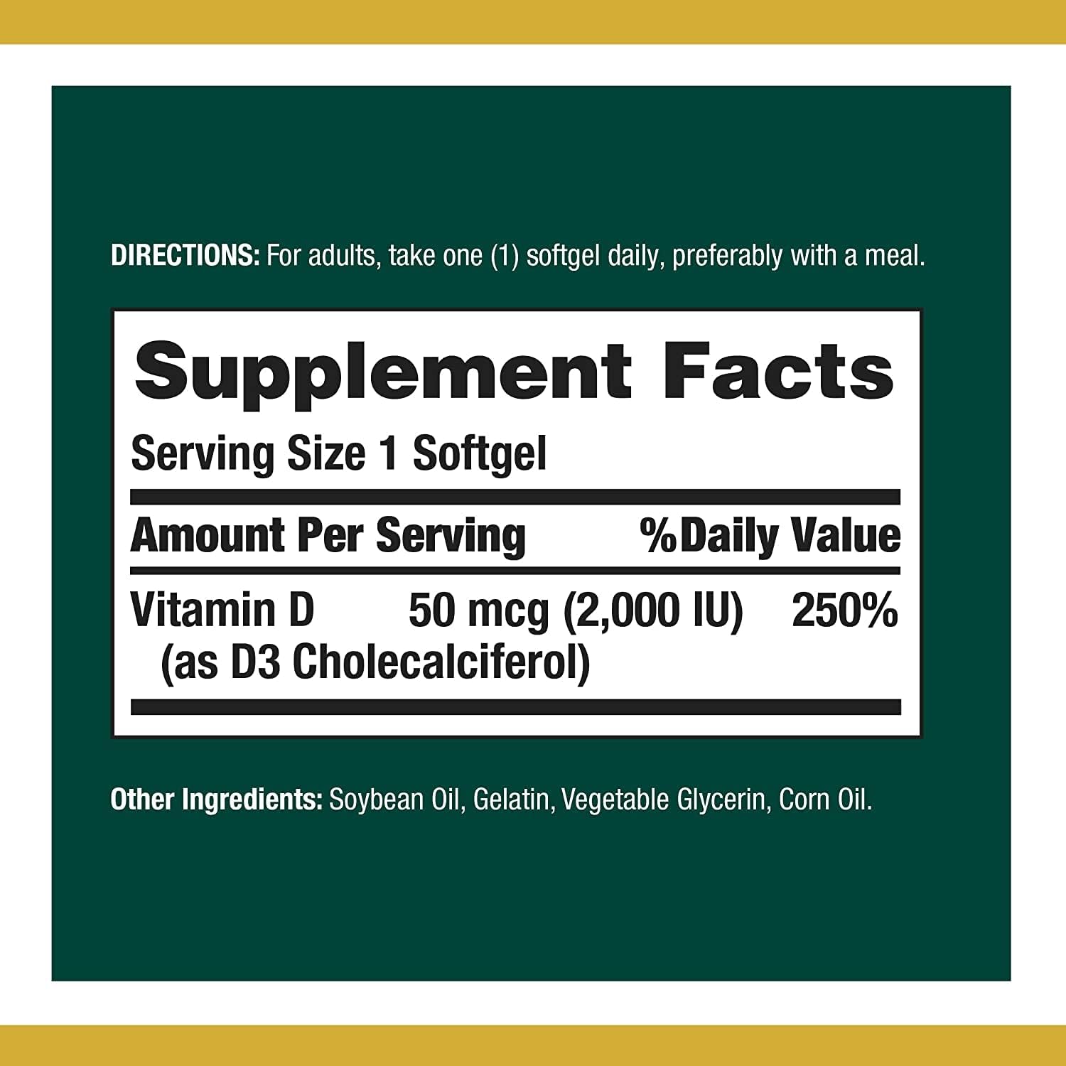 High Strength Nature's Bounty Vitamin D Softgels - 2,000 IU for Immune Support