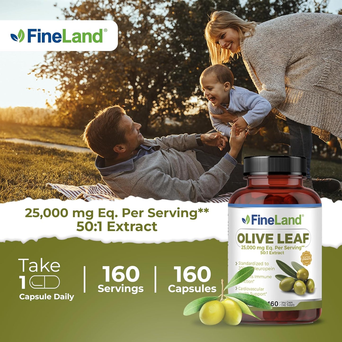 High Strength Olive Leaf Extract Capsules - 25,000mg Per Capsule, 20% Oleuropein, Antioxidant Support for Immune & Cardiovascular Health