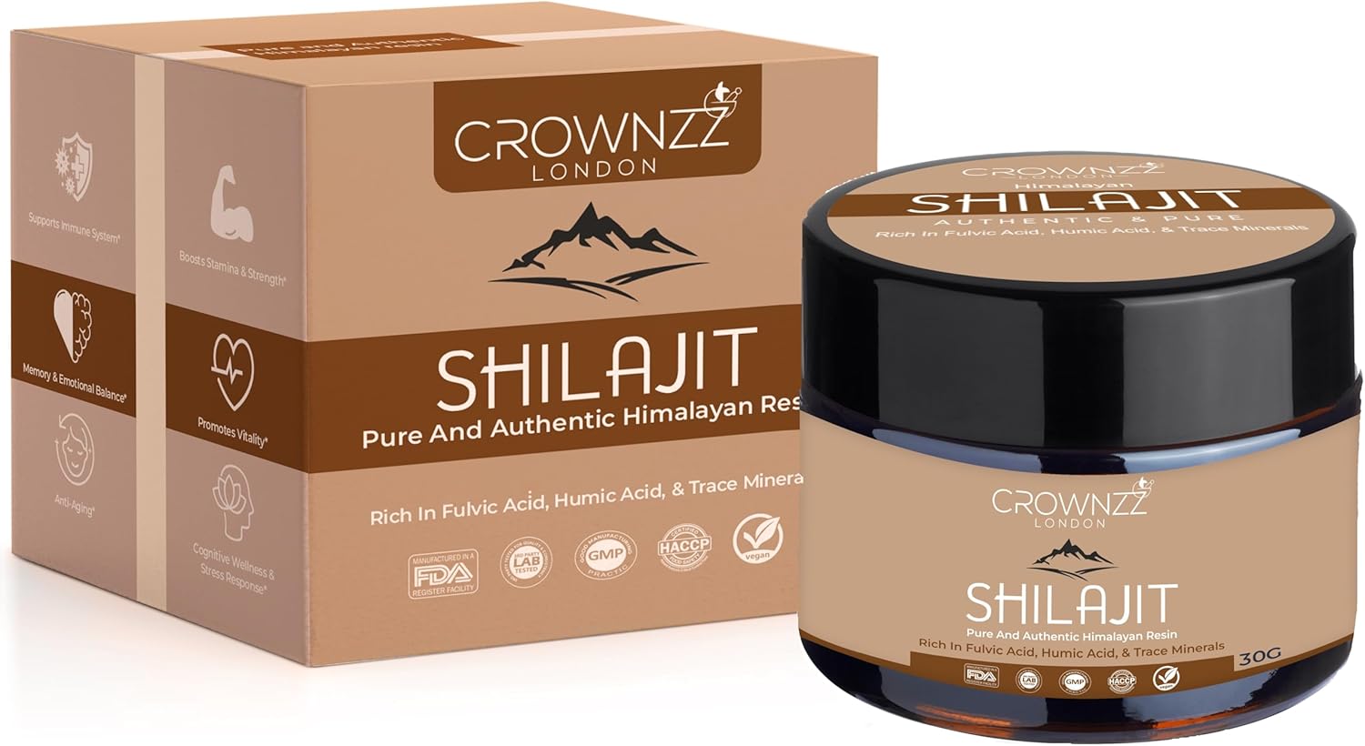 High-Strength Organic Gold Grade Himalayan Shilajit Resin 30G - Lab Tested & Certified - Supports Stamina for Men & Women
