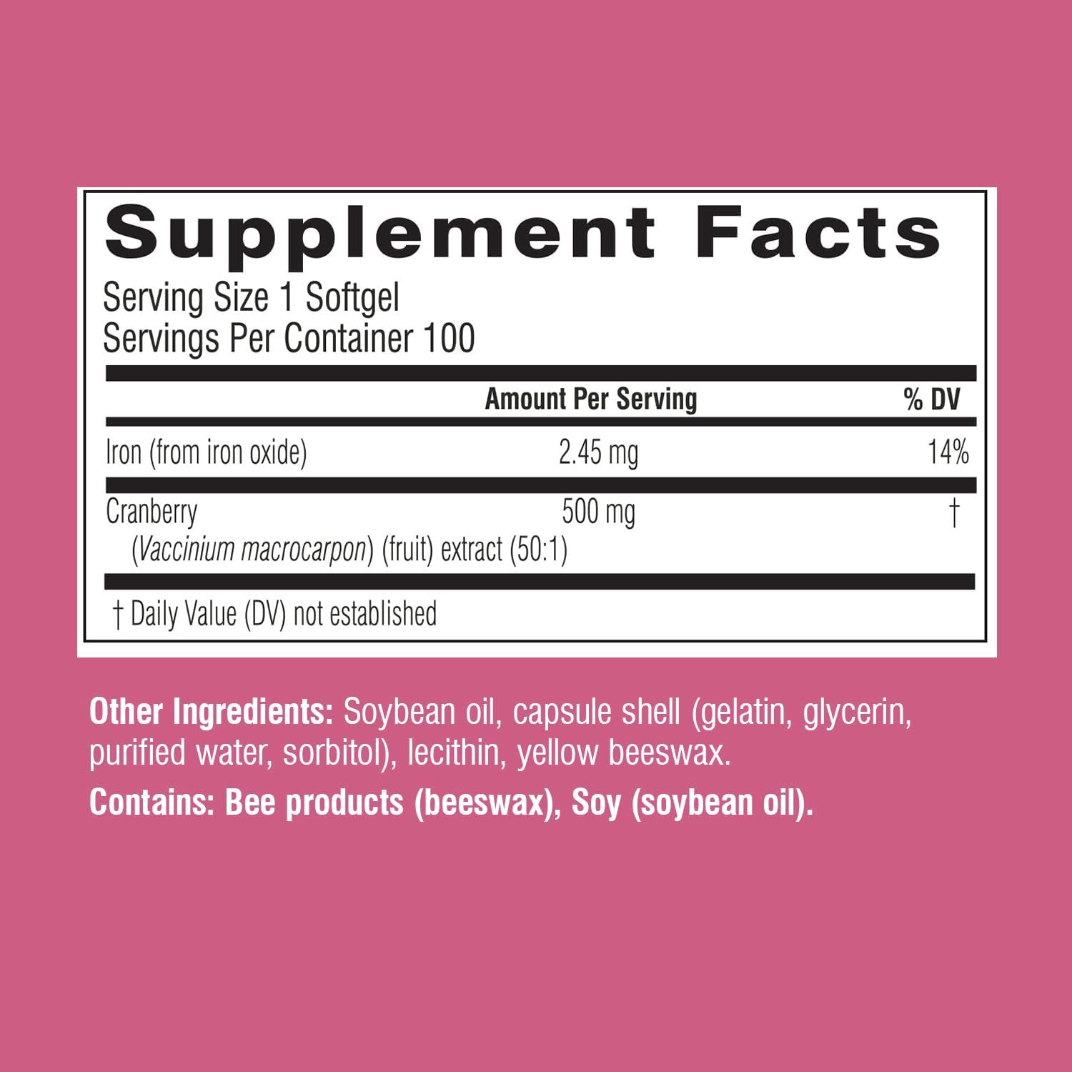 High Strength PACran Cranberry Extract Pills for UTI Support | 25000mg Supplement for Bladder & Kidney Health | 100 Softgels for Men & Women