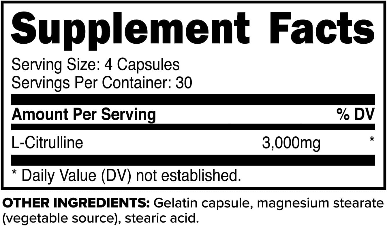 High Strength Primaforce L-Citrulline Capsules - 3000mg, 120 Count, 30 Servings