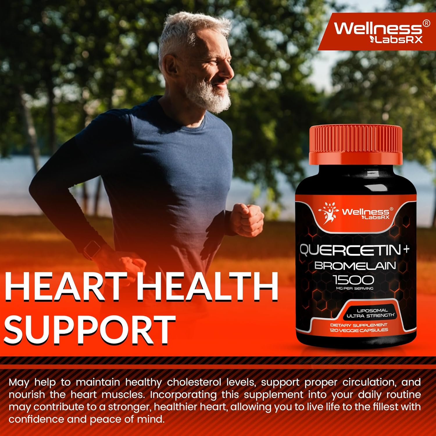 High Strength Quercetin with Bromelain Supplement for Immune & Heart Health - 1500mg Capsules for Men and Women - Supports Joint & Respiratory Health - 240 Count
