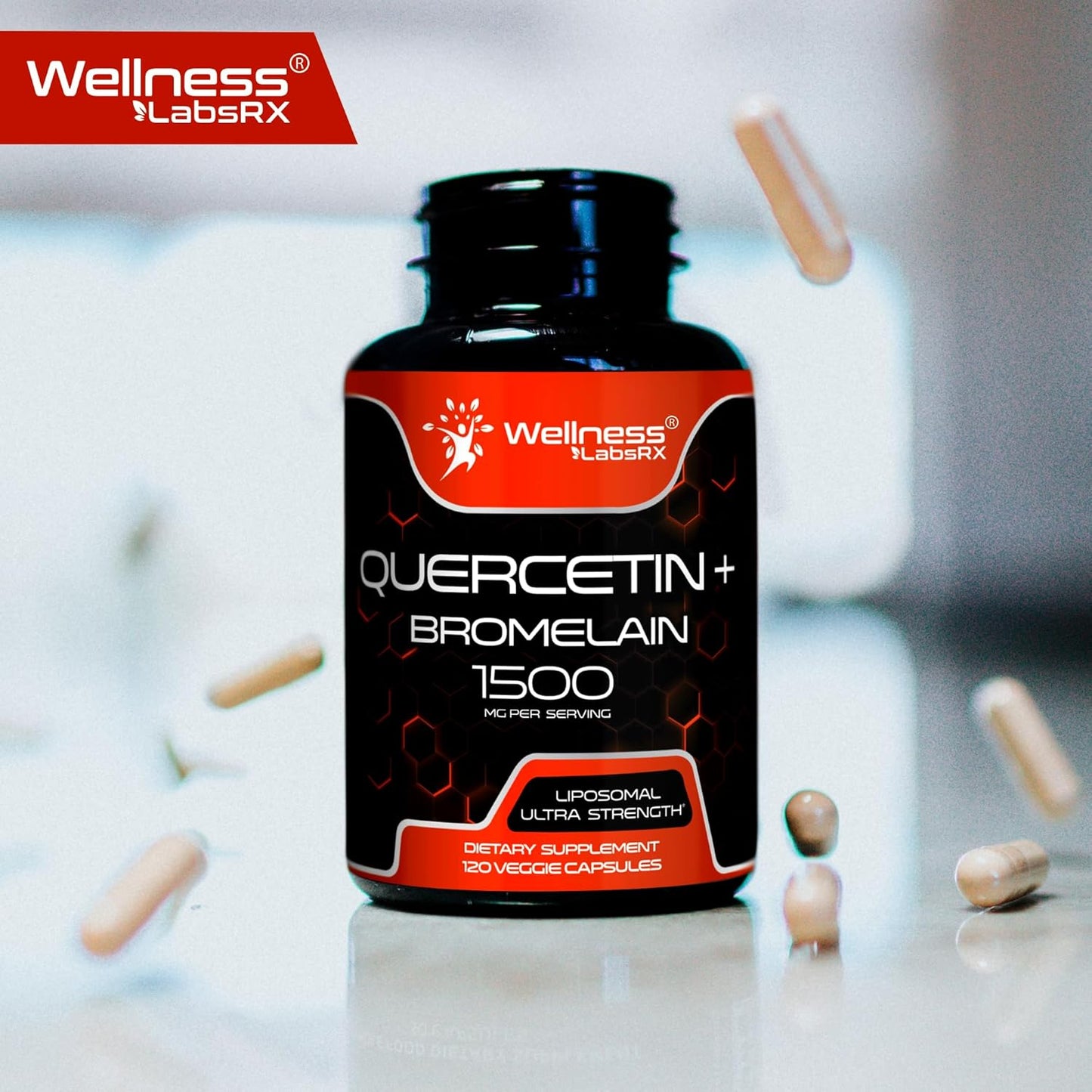 High Strength Quercetin with Bromelain Supplement for Immune & Heart Health - 1500mg Capsules for Men and Women - Supports Joint & Respiratory Health - 240 Count