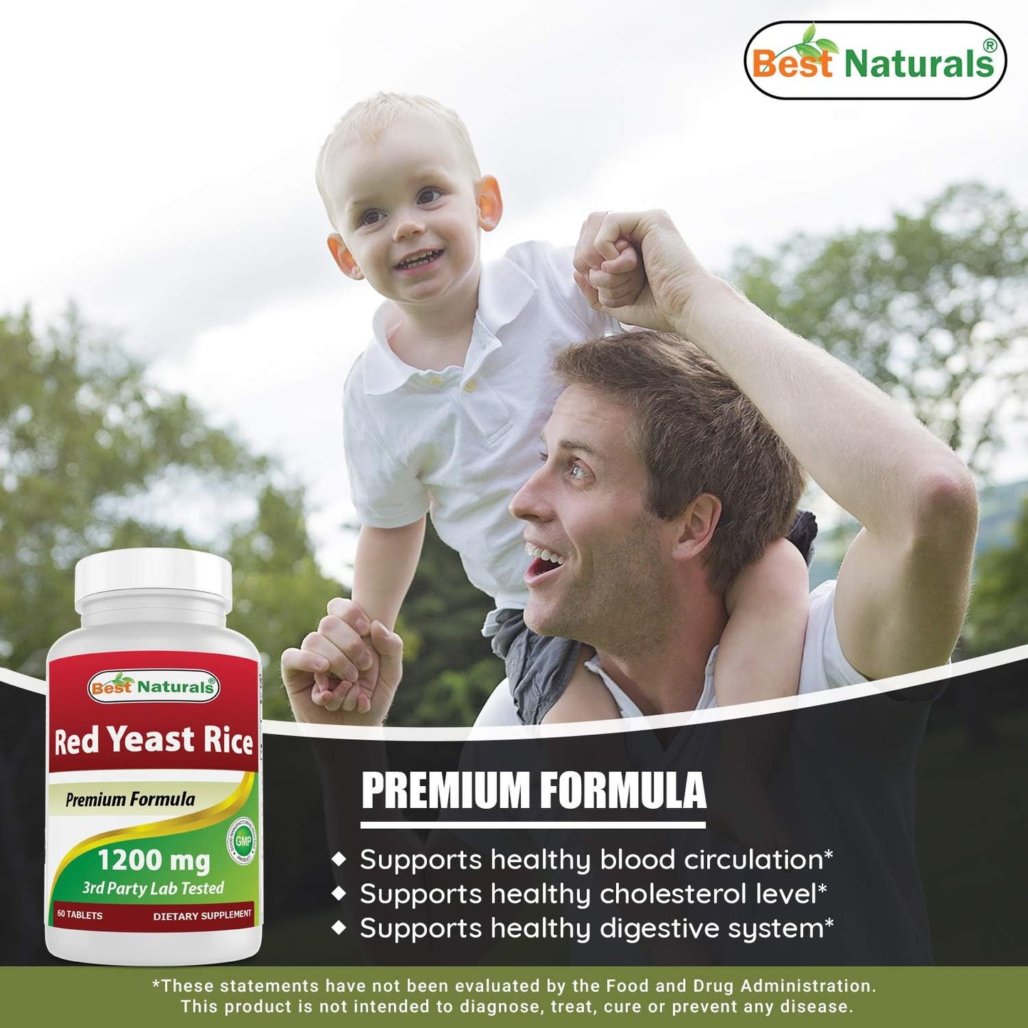 High Strength Red Yeast Rice 1200 Mg with Vitamin B-12 6000 mcg - Premium Natural Supplement for Heart Health and Energy Boost