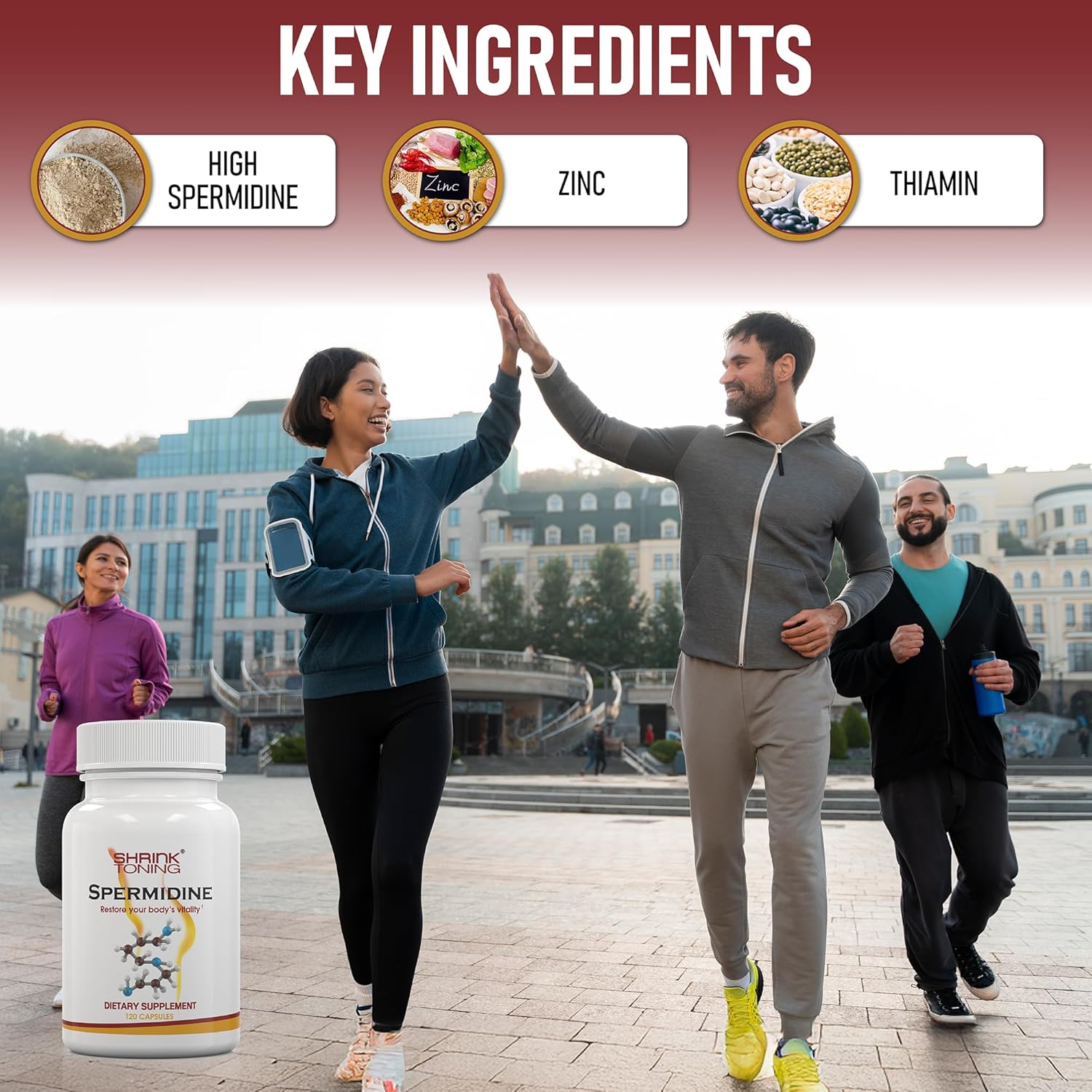 High Strength Spermidine Supplements for Men & Women - 120 Vegan Capsules | Anti-Aging & Wellness Support with Natural Polyamine, Zinc, Thiamin | Non-GMO & USA Made
