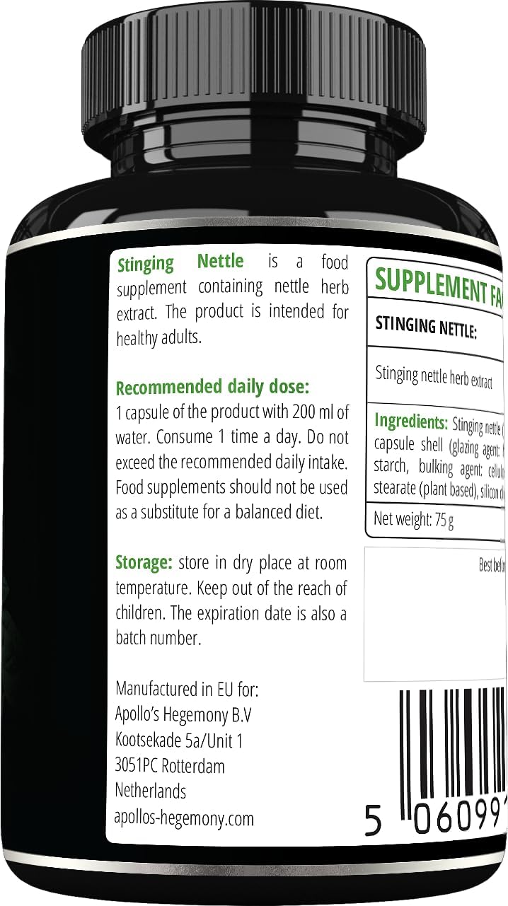 High Strength Stinging Nettle Extract Capsules - 500mg, 90 Vegan Capsules, Cardiovascular Support Supplement