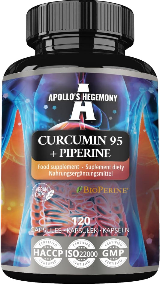 High Strength Turmeric Root Extract Capsules with Piperine for Enhanced Absorption - 302mg Curcumin, 95% Extract, 120 Vegan Capsules, 4 Months Supply