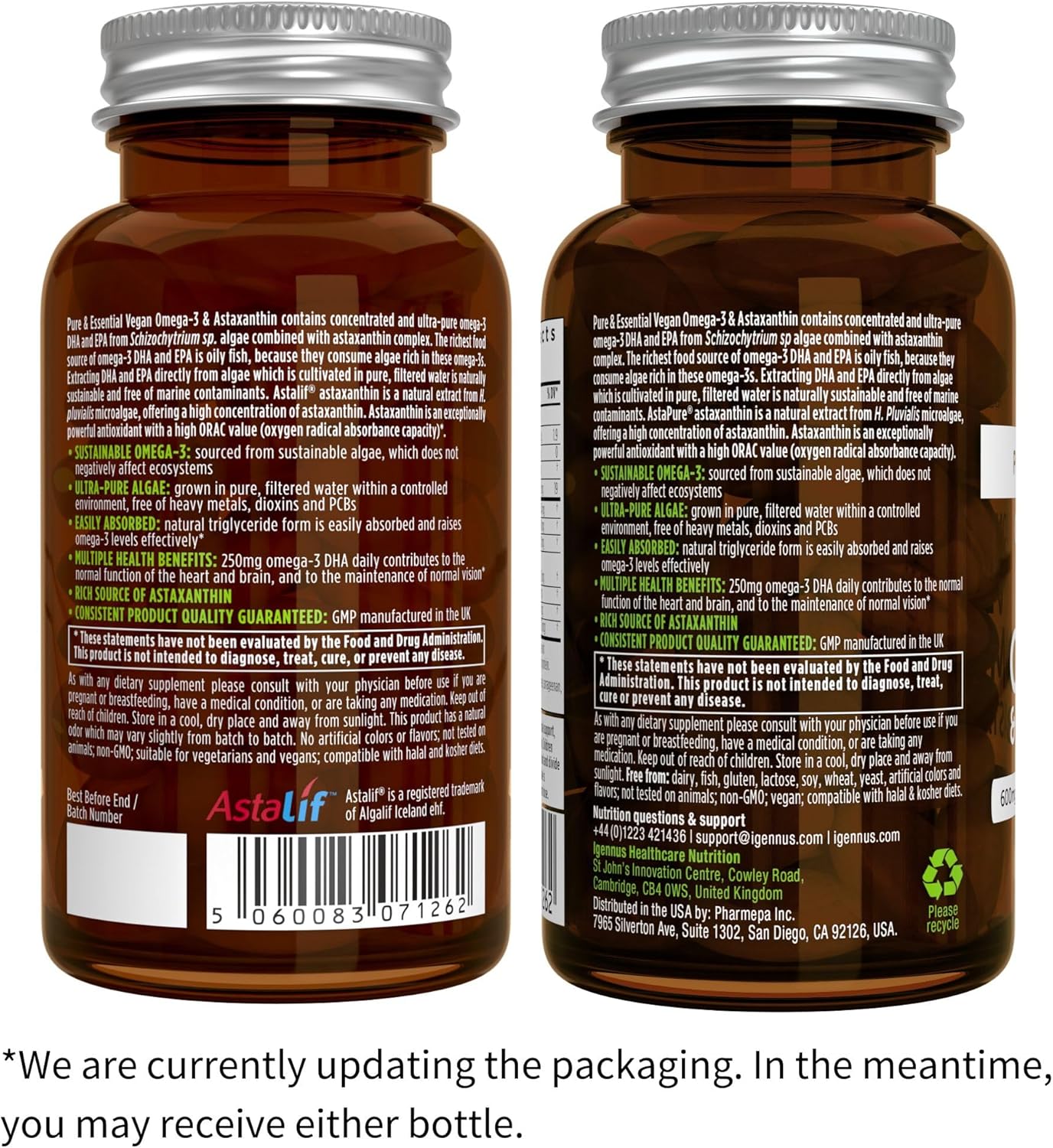 High Strength Vegan Omega-3 Algae Oil & B12 Bundle for DHA & EPA + Cherry Flavor Sublingual Spray