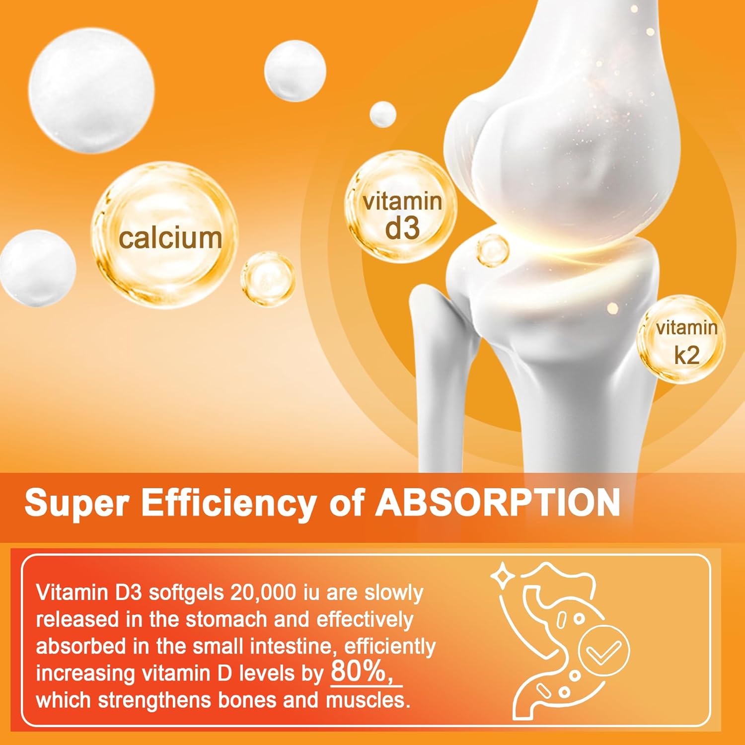 High Strength Vitamin D3 20,000 IU Gummies with K2(MK7), L-MethylFolate, and Methyl B12 for Immune Support