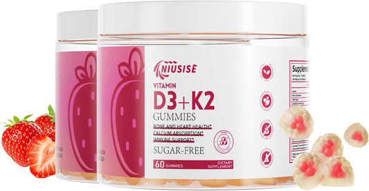 High Strength Vitamin D3 + K2 Gummies for Adults - 10000 IU D3, 250 mcg K2 - Bone & Heart Health, Calcium Absorption, Immune Support - Non-GMO, 120 Gummies