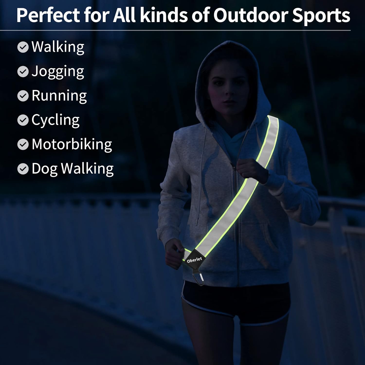 High Visibility Reflective Sash for Nighttime Walking and Running