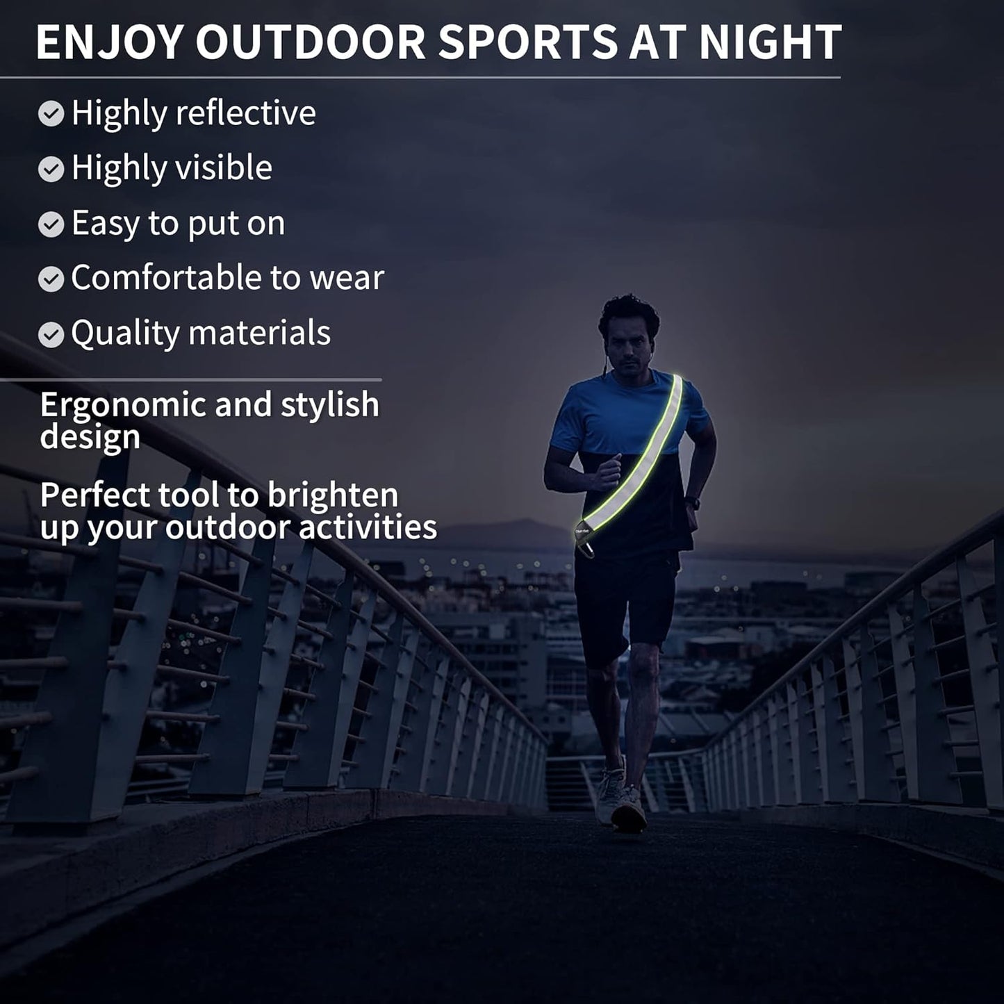 High Visibility Reflective Sash for Nighttime Walking and Running