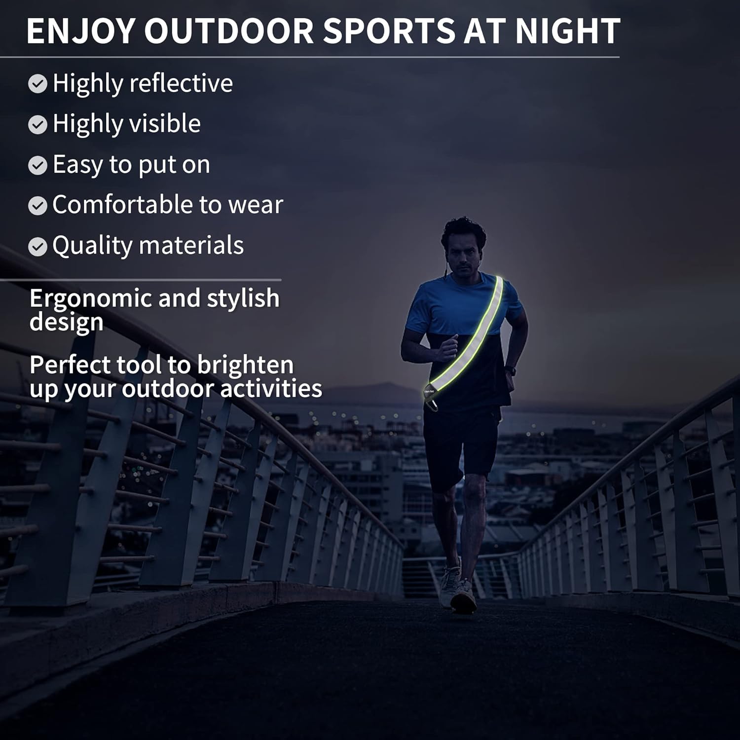 High Visibility Reflective Sash for Nighttime Walking and Running
