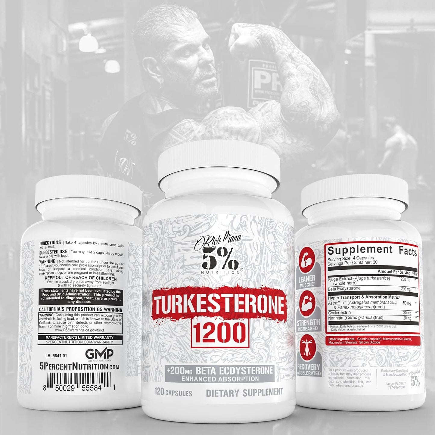Highly Absorbable 5% Nutrition Turkesterone & Ecdysterone Complex - 120 Capsules (1 Month Supply) with Astragin, Cyclodextrin, and Naringin for Maximum Purity - BoostGo Australia