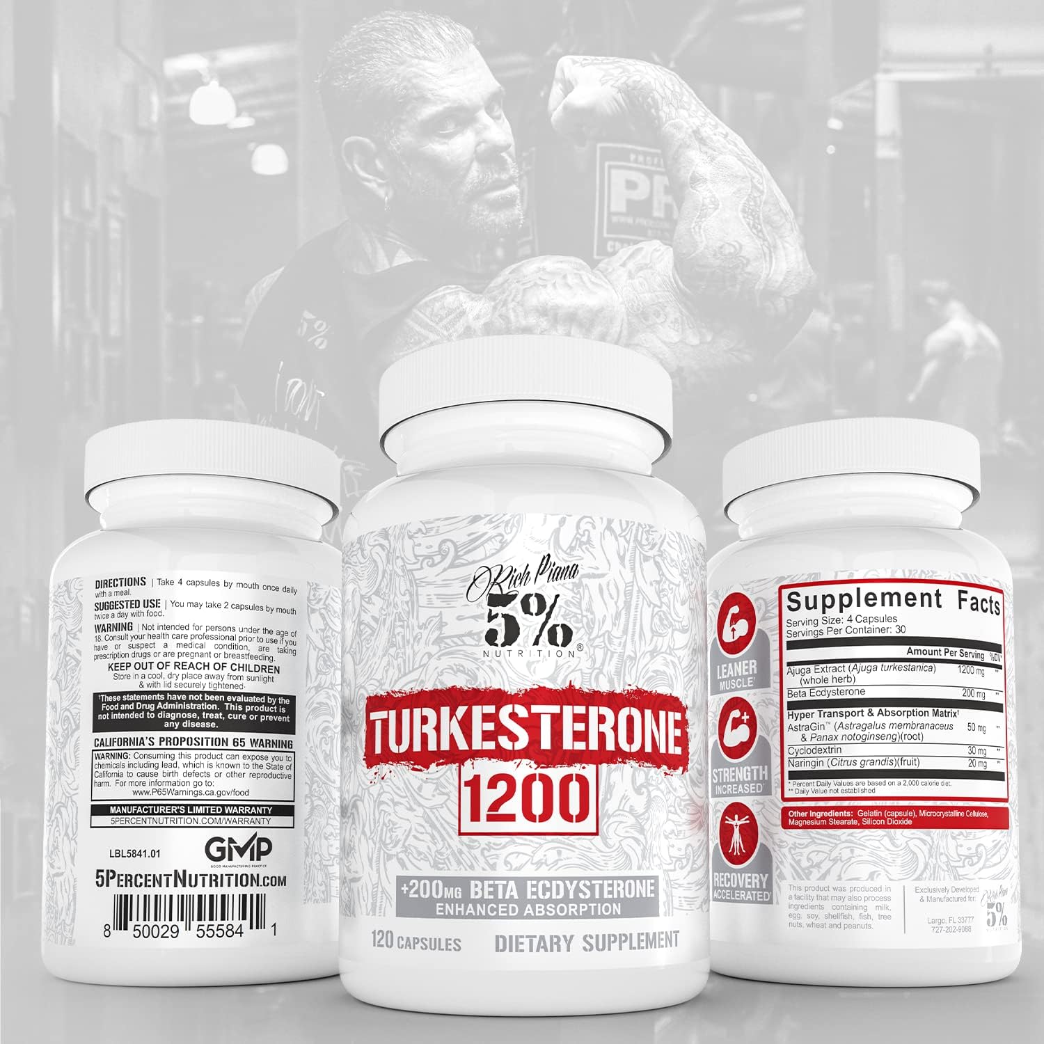 Highly Absorbable 5% Nutrition Turkesterone & Ecdysterone Complex - 120 Capsules (1 Month Supply) with Astragin, Cyclodextrin, and Naringin for Maximum Purity - BoostGo Australia