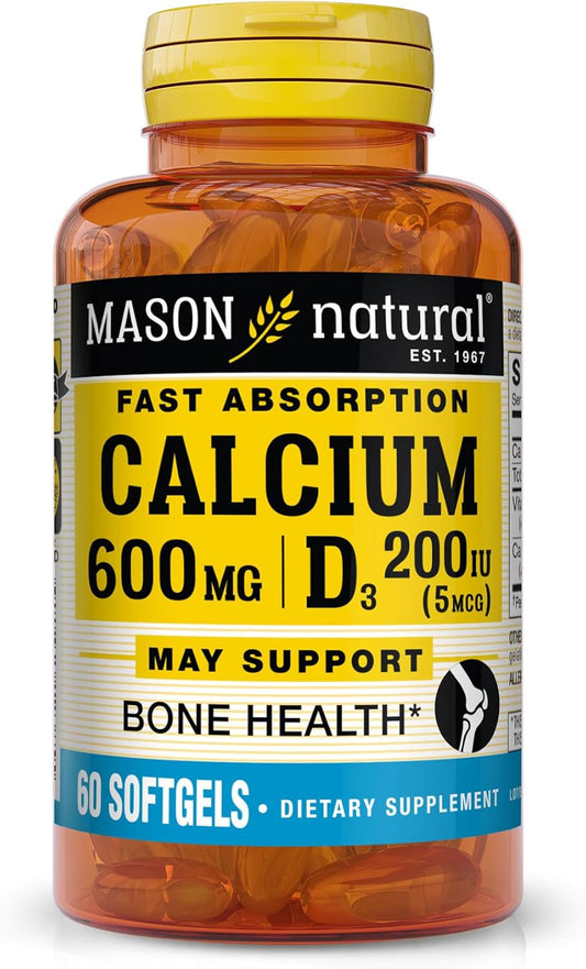 Highly Absorbable Calcium with Vitamin D3 for Stronger Muscles, Healthy Bones, and Overall Wellness - 60 Softgels