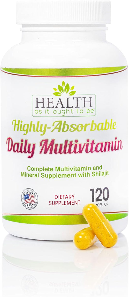 Highly Absorbable Daily Multivitamin with Shilajit, MethylB12, Methylfolate, and Vitamin K2 MK7 | 120 Capsules for Optimal Health