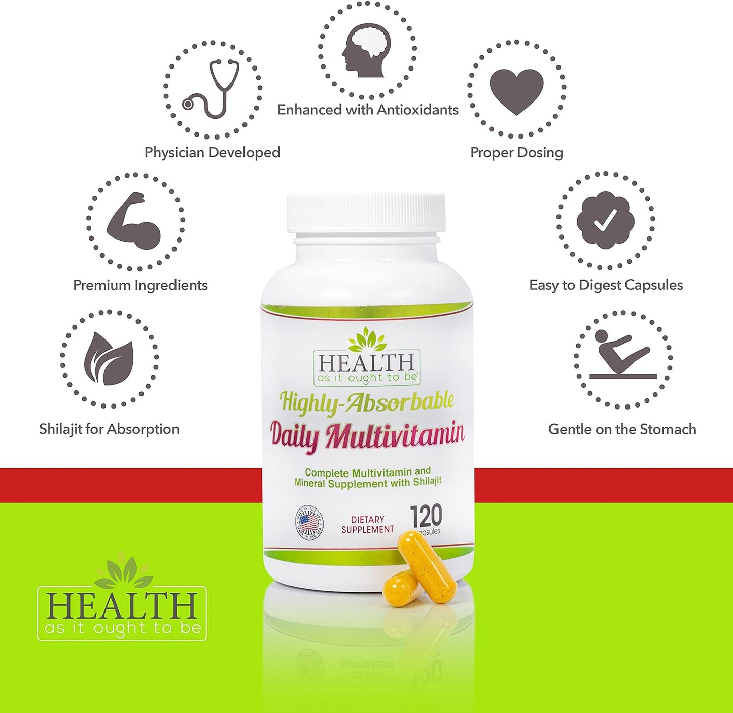 Highly Absorbable Daily Multivitamin with Shilajit, MethylB12, Methylfolate, and Vitamin K2 MK7 | 120 Capsules for Optimal Health