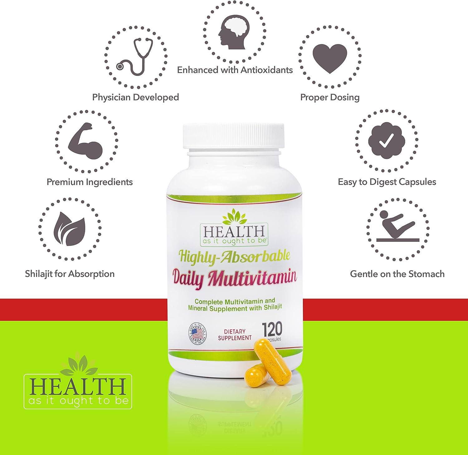 Highly Absorbable Daily Multivitamin with Shilajit, MethylB12, Methylfolate, and Vitamin K2 MK7 | 120 Capsules for Optimal Health
