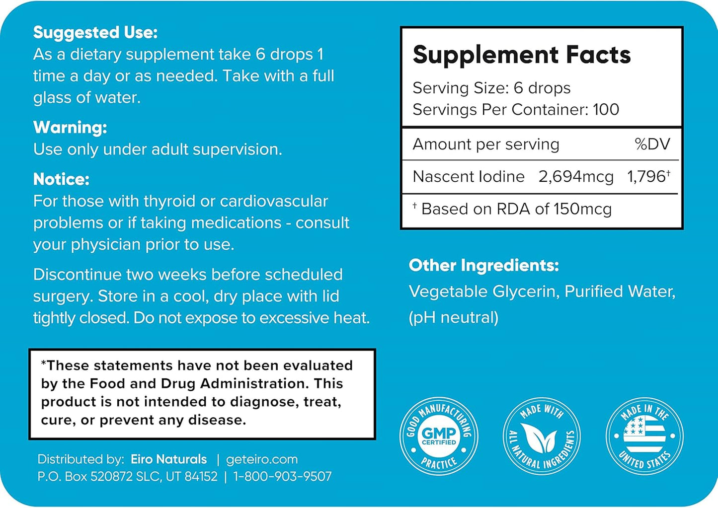 Highly Absorbable EIRO Nascent Iodine Drops for Enhanced Thyroid Support