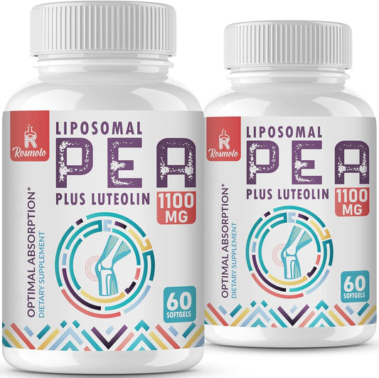 Highly Absorbable Liposomal Palmitoylethanolamide & Luteolin Softgels - 1000mg PEA + 100mg Luteolin, Micronized Pea 99%, 120 Softgels, 120-Day Supply