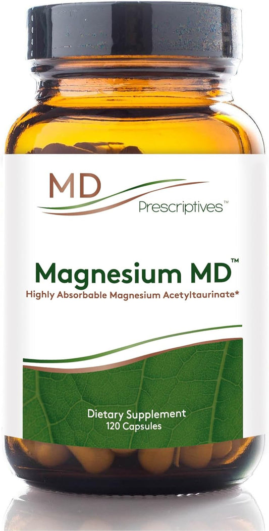 Highly Absorbable Magnesium Dietary Supplement - 120 Capsules with Glycinate & Acetyl Taurinate by MD Prescriptives