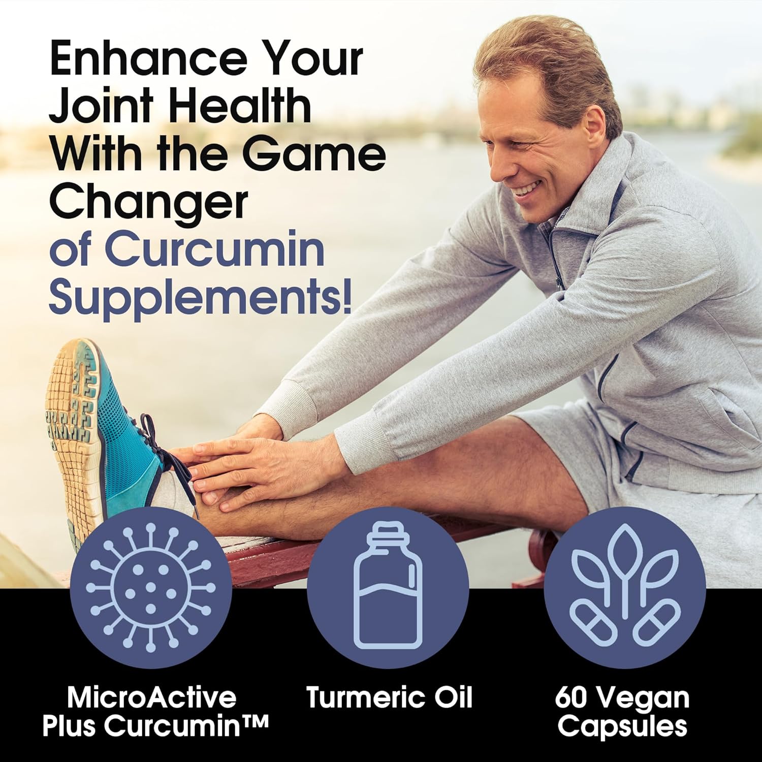 Highly Absorbable MicroActive Curcumin with Turmeric Oil Extract Capsules for Joint Health (500mg, Vegan, Non-GMO, Gluten-Free)
