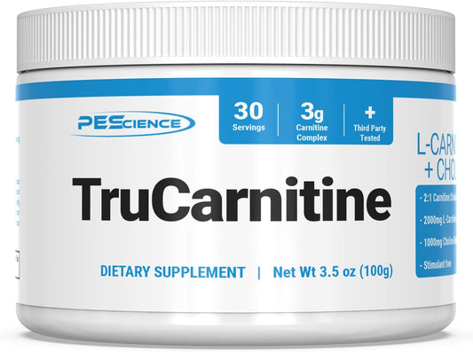 Highly Absorbable PEScience TruCarnitine L-Carnitine-L-Tartrate Supplement with 30 Servings