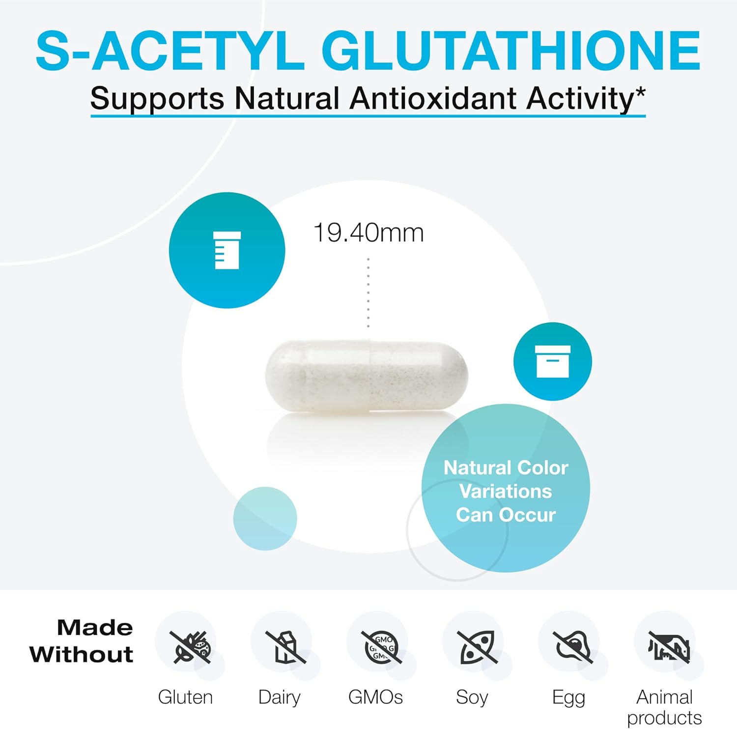 Highly Absorbable S Acetyl Glutathione Capsules for Healthy Aging and Immune Support - Antioxidant and Cellular Health Supplement (60 Count)