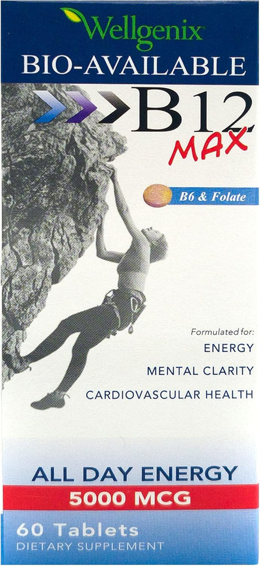 Highly Absorbable Sublingual B12 B6 Folate Vitamin Supplement (60 ct) - Bio-Available Formula for Nutritional Support