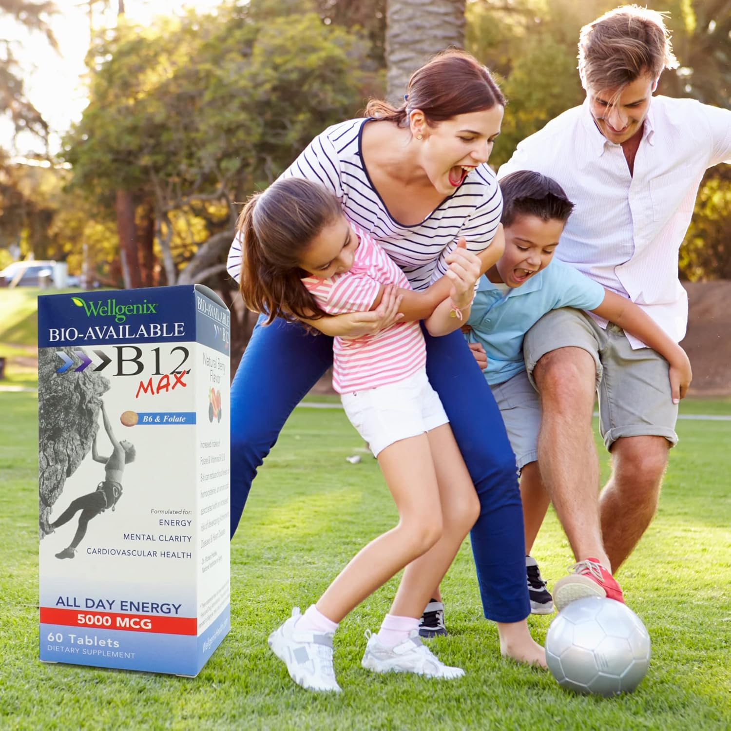 Highly Absorbable Sublingual B12 B6 Folate Vitamin Supplement (60 ct) - Bio-Available Formula for Nutritional Support