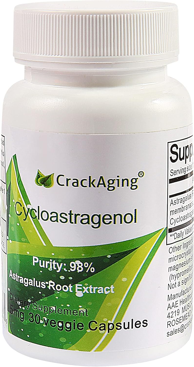 Highly Absorbent Cycloastragenol Capsules for Anti-Aging & Immunity Support - 98% Purity, 5mg, 30 Count