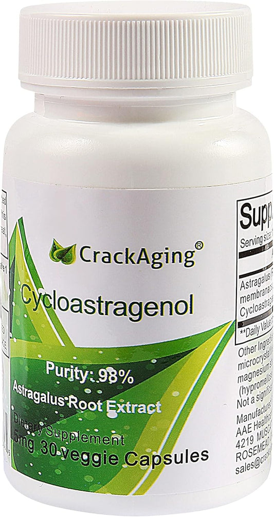 Highly Absorbent Cycloastragenol Capsules for Anti-Aging & Immunity Support - 98% Purity, 5mg, 30 Count