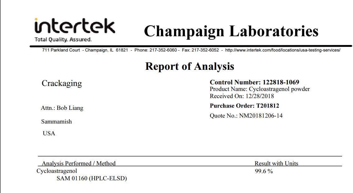 Highly Absorbent Cycloastragenol Capsules for Anti-Aging & Immunity Support - 98% Purity, 5mg, 30 Count