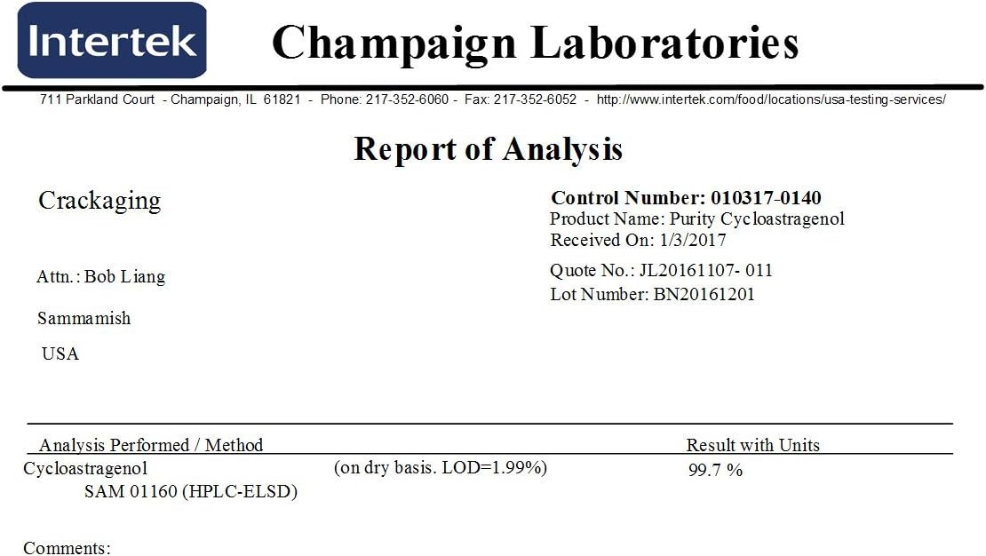Highly Absorbent Cycloastragenol Capsules for Anti-Aging & Immunity Support - 98% Purity, 5mg, 30 Count