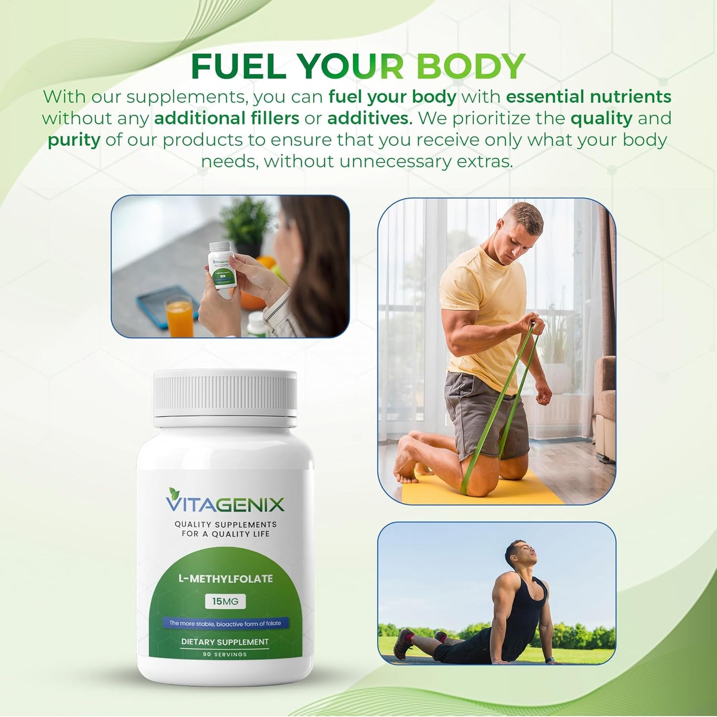 Highly Bioactive VITAGENIX L-Methylfolate Supplement for Mood & Immune Support - Optimized 15 Mg Methyl Folate