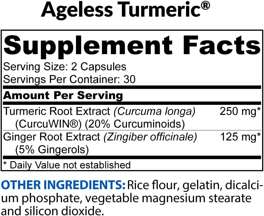 Highly Bioavailable CurcuWIN Turmeric Curcumin Supplement with Ginger Extract - 46x Absorption - Antioxidant Support - 60 Capsules